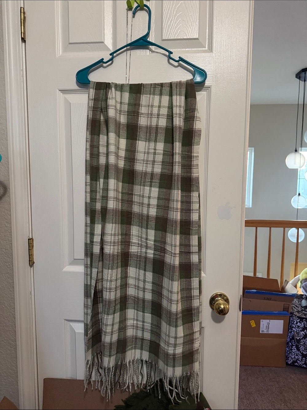 Plaid Green and Brown Lightweight Scarf Wrap